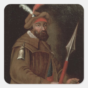 Portrait of Yermak Timofeyevich , 1700-50 Square Sticker