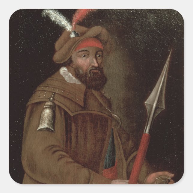 Portrait of Yermak Timofeyevich , 1700-50 Square Sticker (Front)