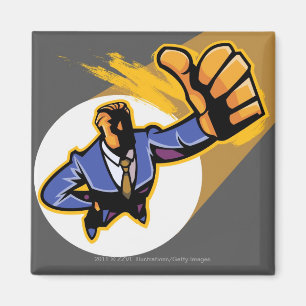 Portrait of young man showing thumbs up magnet