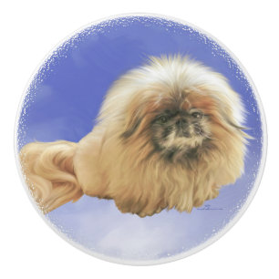 Portrait on Blue Ceramic Knob
