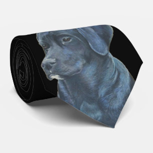 portrait painting of black labador dog tie
