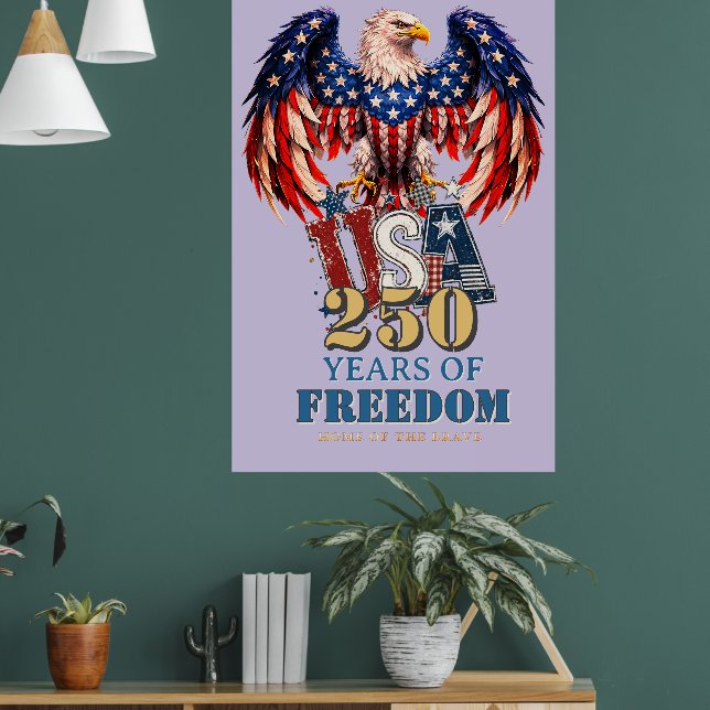 Portrait Patriotic Eagle USA Poster Purple Version (Living Room 1)