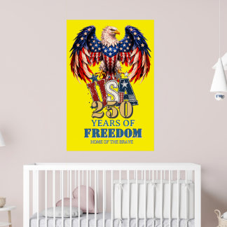 Portrait Patriotic Eagle USA Poster Yellow Version