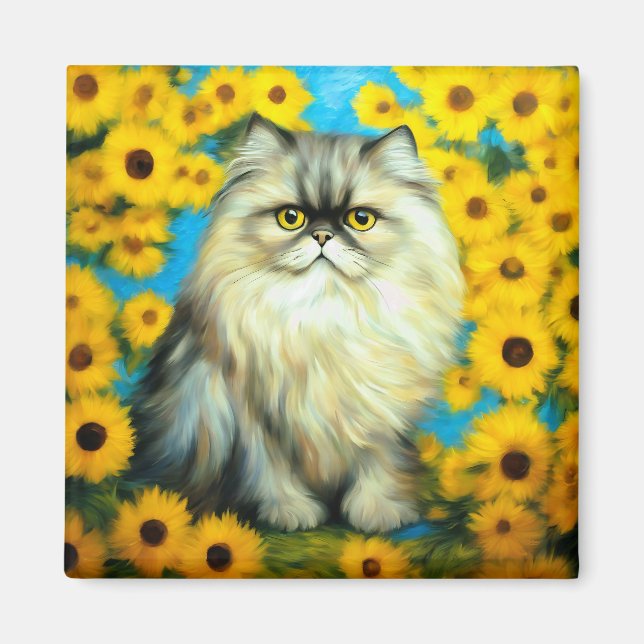 Portrait Petals Persian Cat Magnet (Front)