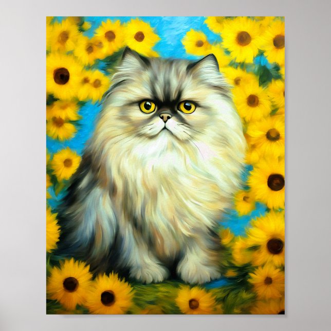 Portrait Petals Persian Cat Poster (Front)