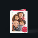 PORTRAIT PHOTO modern minimal festive spot red Holiday Card<br><div class="desc">by kat massard >>> WWW.SIMPLYSWEETPAPERIE.COM <<< An elegant card design featuring quote that you can change yourself! White geometric border on the backside, giving you the opportunity to handwrite a personal message or place a full portrait photo. NOTE >> Contact me kat@simplysweetpaperie.com if you need help to resize your photo/s...</div>