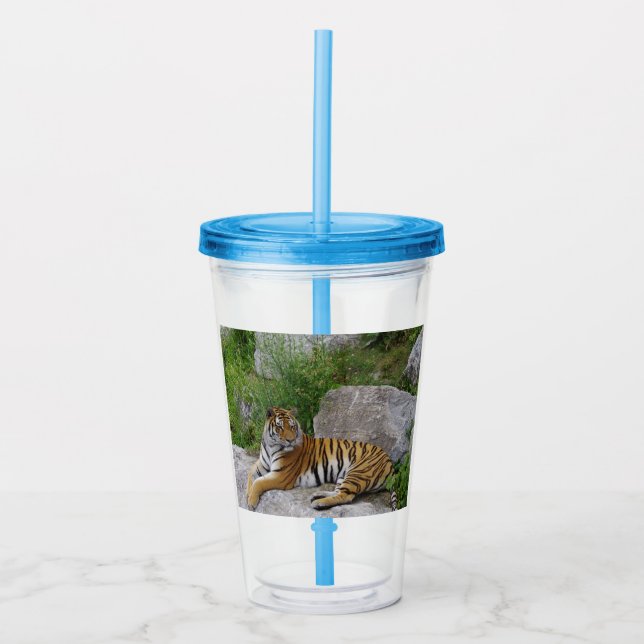 Portrait photo of a Siberian tiger Acrylic Tumbler (Front)