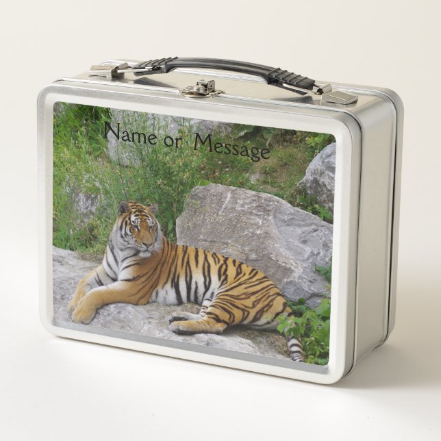 Portrait photo of a Siberian tiger Metal Lunch Box (Front)