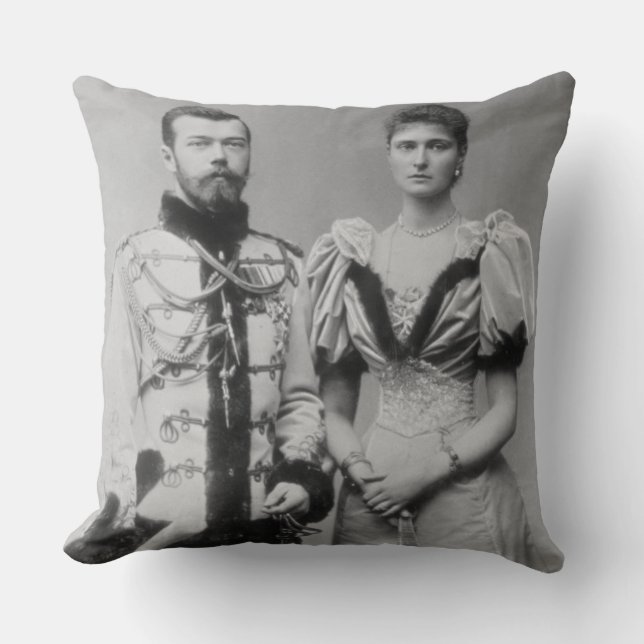 Portrait photograph of Tsar Nicholas II (1868-1918 Cushion (Front)