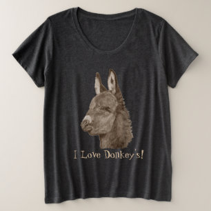 portrait picture cute donkey plus size T-Shirt
