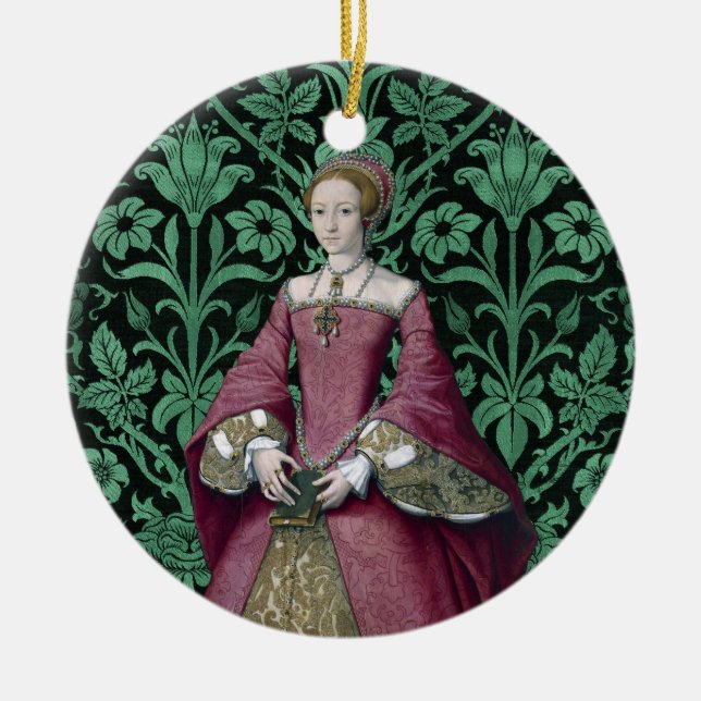 Portrait Princess Elizabeth Tudor, Queen  Ceramic Tree Decoration (Front)