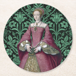 Portrait Princess Elizabeth Tudor, Queen Round Paper Coaster