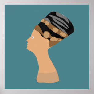 portrait silhouette Eegyptian queen Nefertiti Poster