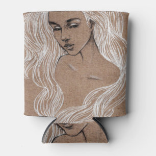 Portrait Sketch: Young Girl Illustration Can Cooler