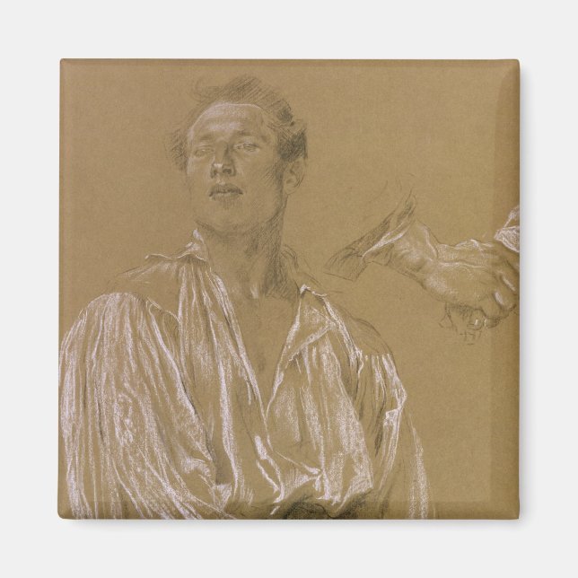 Portrait study of a man in a white shirt magnet (Front)