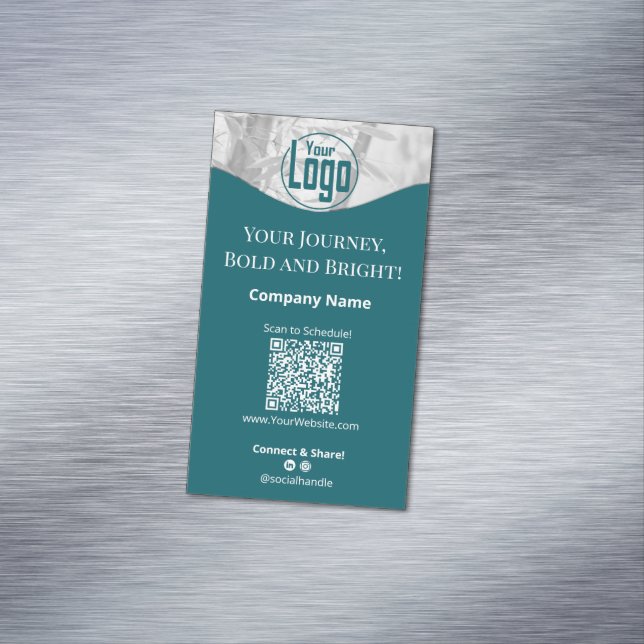 Portrait Teal White Life Coach Company Magnetic Business Card (In Situ)