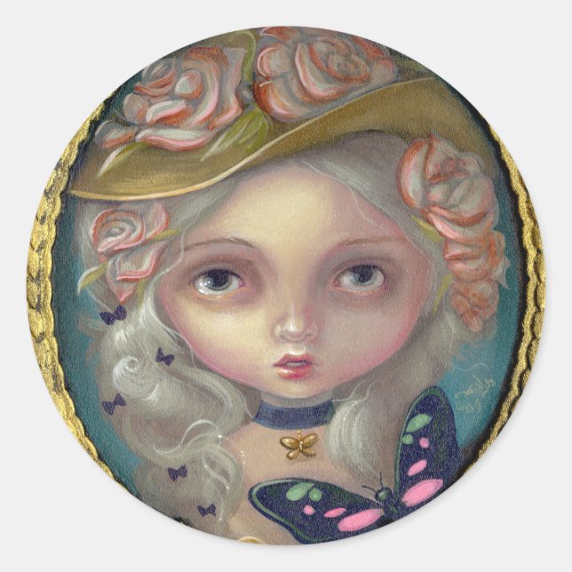 "Portrait with a Flowered Hat" Sticker (Front)