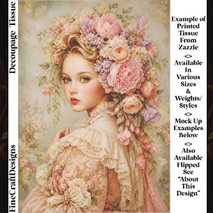 Portrait with Blush Peonies & Roses FM6L Decoupage Tissue Paper