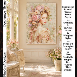 Portrait with Blush Peonies & Roses FM6R Decoupage Tissue Paper