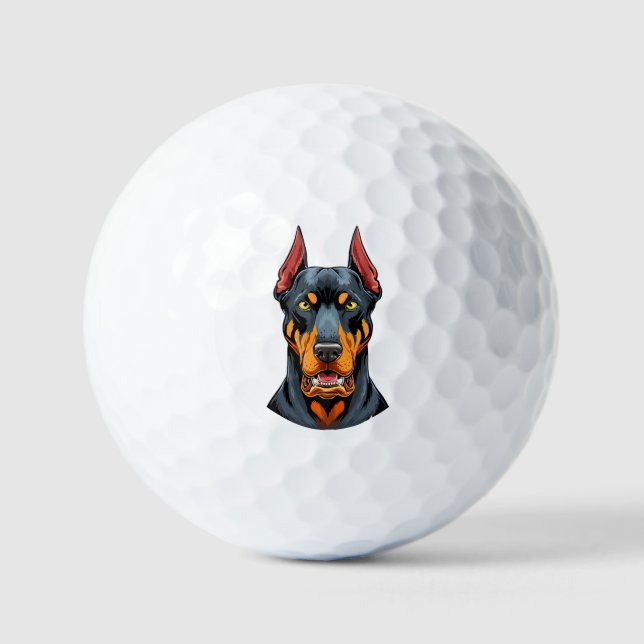 Portraits of a head Doberman dog front view Golf Balls (Front)