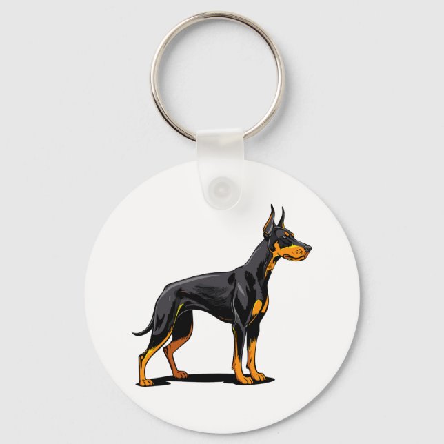 Portraits of a head Doberman dog front view Key Ring (Front)