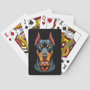 Portraits of a head Doberman dog front view Playing Cards
