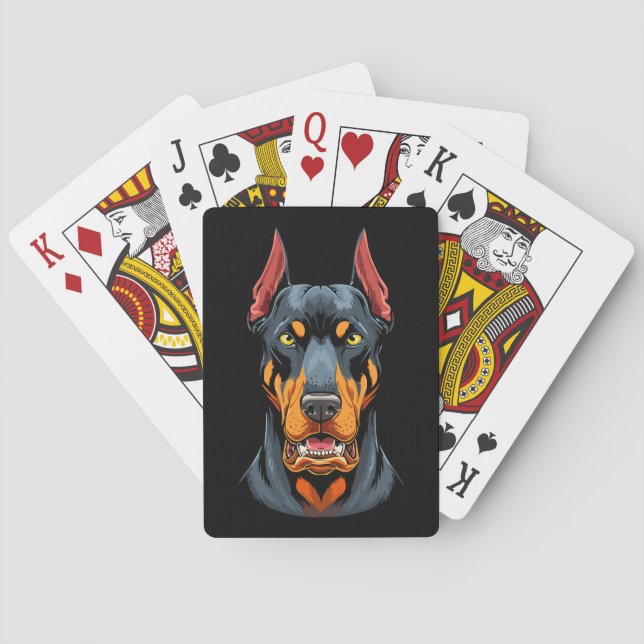 Portraits of a head Doberman dog front view Playing Cards (Back)
