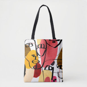 Portraits of a woman in modern abstract style. Han Tote Bag