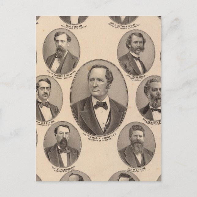 Portraits of Hon Thomas A Hendricks Postcard (Front)