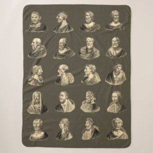 Portraits Pattern of Ancient Philosophers Sherpa Blanket