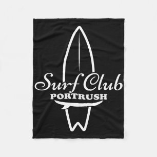 Portrush, Surf Club Retro Surfboard Graphic Fleece Blanket