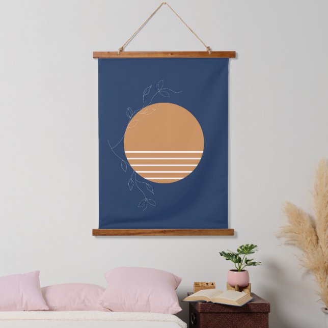 'Portside' hanging tapestry artwork, dark blue (Bedroom)