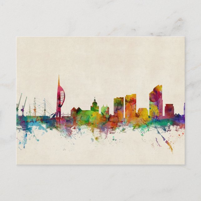 Portsmouth England Skyline Postcard (Front)