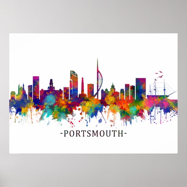 Portsmouth England Skyline Poster (Front)