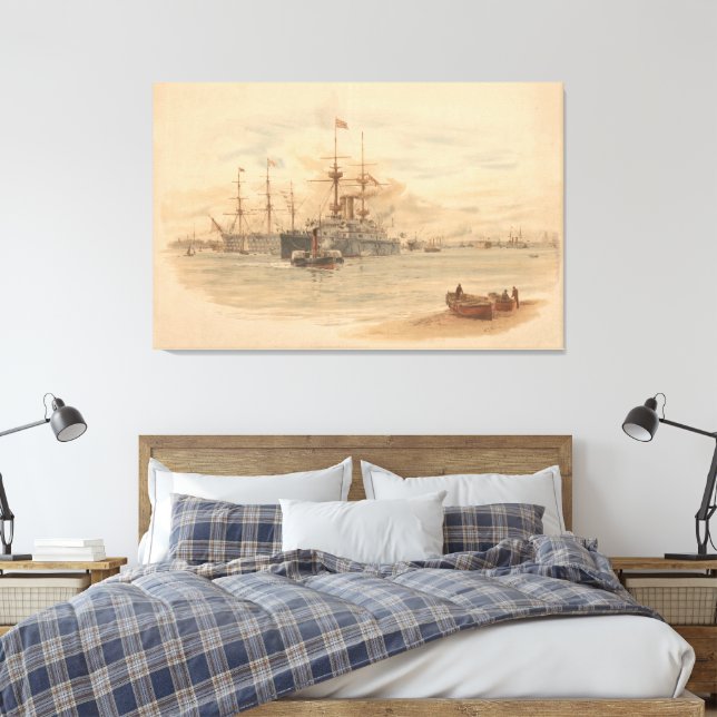 Portsmouth Harbour  Canvas Print (Insitu(Bedroom))