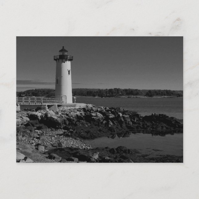 Portsmouth Harbour Lighthouse-B-W Postcard (Front)