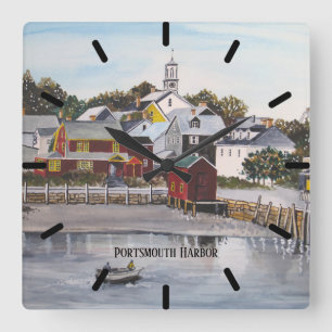 Portsmouth Harbour, New Hampshire Square Wall Clock
