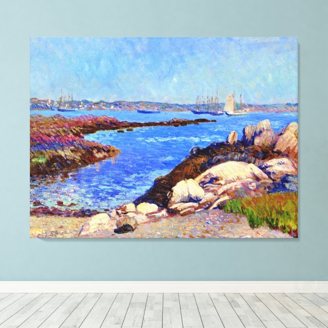 Portsmouth Harbour, NH fine art painting, Canvas Print (Insitu(Wood Floor))