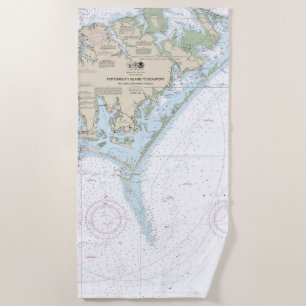 Portsmouth Island to Beaufort Nautical Chart 11544 Beach Towel