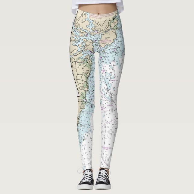 Portsmouth to Cape Ann Nautical Chart 13278 Leggings (Front)