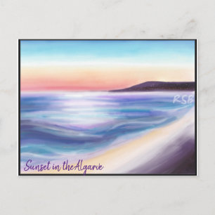 Portugal Algarve sunset sea sand cliff Postcard