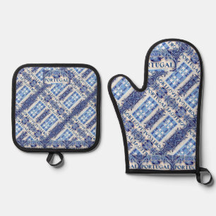 Portugal All-Over Print Apron Oven Mitt & Pot Holder Set