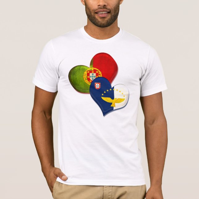 Portugal and Azores hearts T-Shirt (Front)