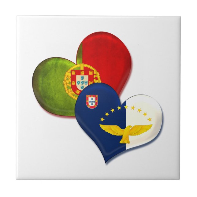Portugal and Azores hearts Tile (Front)