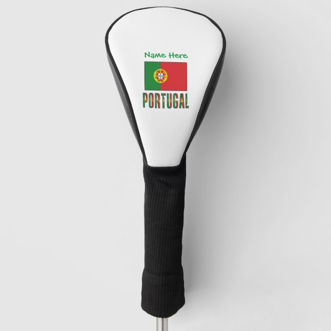 Portugal and Portuguese Flag Green Personalisation Golf Head Cover (Front)