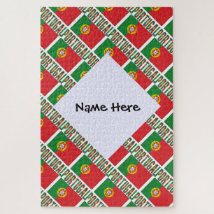 Portugal and Portuguese Flag Tiled with Your Name Jigsaw Puzzle