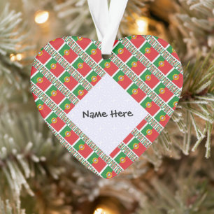 Portugal and Portuguese Flag Tiled with Your Name Ornament