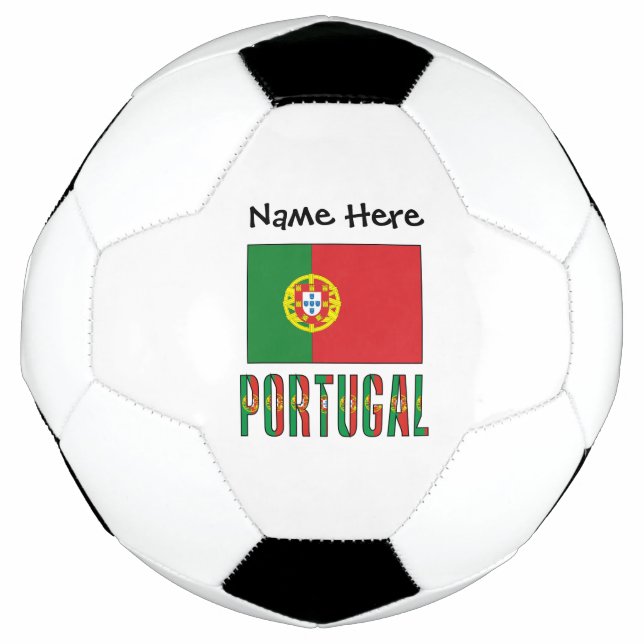 Portugal and Portuguese Flag with Your Name Soccer Ball (Front)