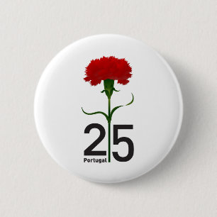 Portugal and red carnation 6 cm round badge