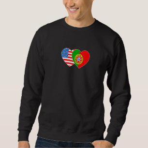 Portugal and USA Flag Twin Heart for Portuguese Am Sweatshirt